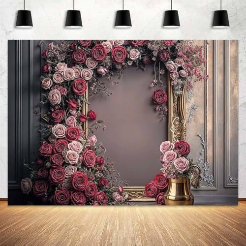 10X8ft Wedding Rustic Barn Door Photography Backdrop Vintage Wood Board Pink Purple Rose Flowers Bridal Anniversary Party Photo Shoot Decor Props - color: Multi7, size: 10X8ft