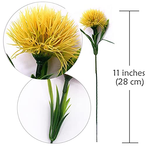 Artificial Fake Dandelion Flowers (Yellow 10 Pcs) Plastic Plants Faux Flower for Outdoor Indoor Home Garden Party Room Office Wedding Table Centerpieces DIY Planting Filler Decoration - color: Dandelions Yellow/ 10 Pcs