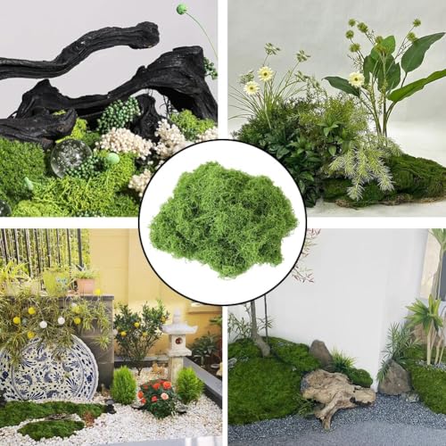 Fake Moss for Plants Indoor, 7OZ Value Pack - Artificial Grass for Crafts, Floral Arrangements & Potted Plants, Natural Moss Alternative for Terrariums (Dark Green+Light Green)