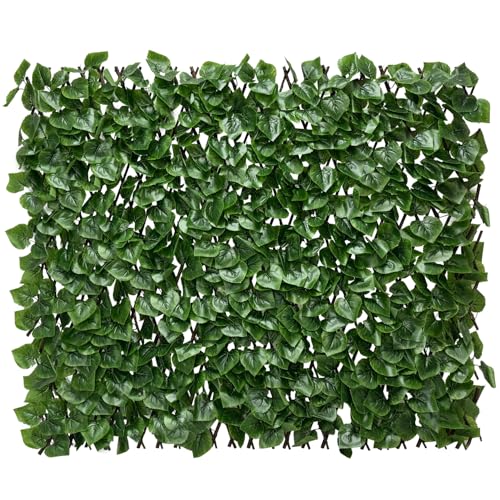 Expandable Fence Privacy Screen for Balcony Patio Outdoor,Decorative Faux Ivy Fencing Panel,Artificial Hedges (Single Sided Leaves)…2 - color: Green
