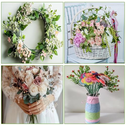 Floral Stem Wire 100 Pcs Florist Wire Stems 14 Gauge Flower Stems Crafts Wire for DIY Flower Artificial Arrangements Wreath Making Supplies 16 Inch