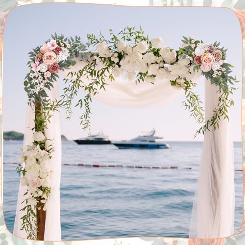 2 Pcs Wedding Arch Decorations - Reusable Artificial Hanging Flowers Floral Swag Greenery Garland for Wedding Welcome Sign Backdrop Bridal Ceremony Reception Backdrop Decoration(Soft Pink) - color: Soft Pink+blush Pink+dusty Rose+coral-peach+white,