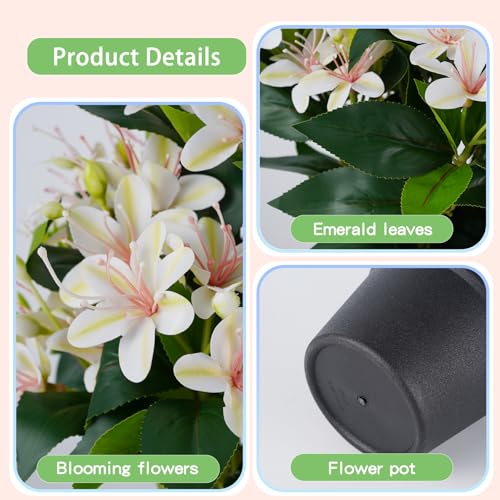14'' Artificial Plants Fake Lily Flowers in Pot for Home Garden Indoor Outdoor Spring Summer Decorations (White) - color: White