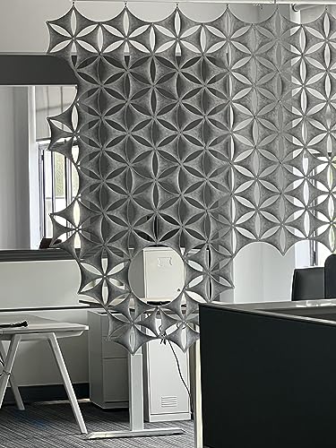 Hanging Room Divider-12Pcs 3D DIY Hexagram Felt Surface High Density Polyester Fiber Board Flower Venus 14"x12" Cut Room Home Office Decoratio Screen Partition(Silver Grey) - color: Silver Grey