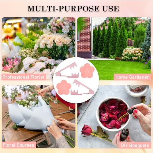 2 Sets Rose Thorn Remover for Stem, Sturdy Floral Thorn Stripper Tool Kit–Pink Flower-Shaped Steel Leaf Strippers for Florists, DIY Bouquets, Garden Arrangements