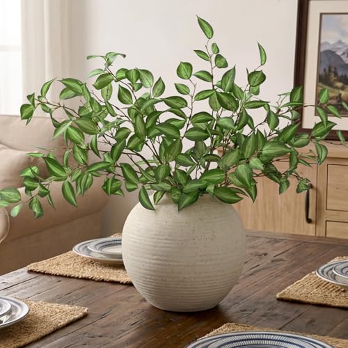 Waipfaru 5PCS Greenery Stems for Vases, 32.7 inch Artificial Eucalyptus Green Fake Leaves Branches, Faux Olive Silk Plants for Centerpieces Vase Filler Home Kitchen Decor - color: Green
