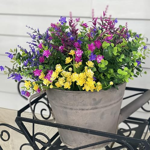 20 Bundles Artificial Flowers for Outdoors Fake Flowers UV Resistant No Fade Faux Plastic Greenery Plants for Garden Patio Porch Window Box Home Indoor Farmhouse Hanging Planter Décor - color: 11pcs