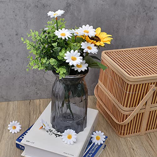 Artificial Daisy, 200PCS Silk Daisy Heads Fake Fabric Gerbera, 1.57 Inch Floral Head for DIY Easter Eggs Beach Bonnet Craft Wedding Home Decoration - color: White, size: 200PCS