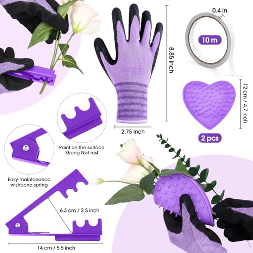 207 Pcs Flower Arrangement Supplies Florist Garden Tool Gift Kit for Women Include Purple Bag Thorn Remover Rose Stripper Outdoor Hand Tools Stem Pruning Shear Gloves Stem Wire Etc Wedding DIY Kit - color: Purple