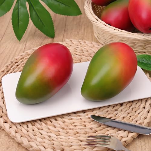 Gresorth 4pcs High-Grade Fake Green Mango Artificial Fruits Simulation Home Party Table Cabinet Decoration Photography Props - color: Green
