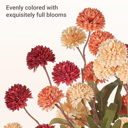 Mkono Faux Fall Flowers 10 Pcs 20" Artificial Mums Flowers with Long Stems Fake Flower for DIY Bouquets Centerpieces Home Decorations Floral Arrangement Table (Orange Mixed) - color: Orange Mixed