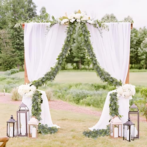 CEWOR 8pcs 5.8ft Artificial Eucalyptus Garland Fake Silver Dollar Eucalyptus Greenery Garland Vines for Mantle Table Runner Centerpiece Home Party Decor