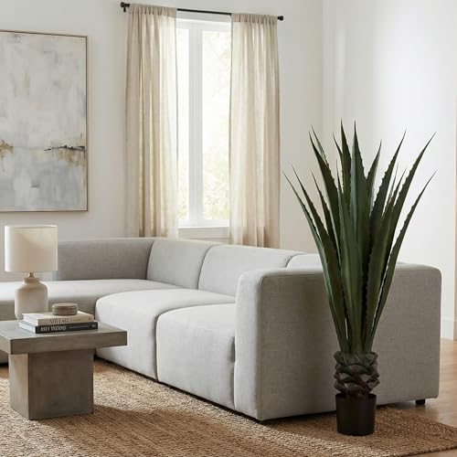 Pure Garden Giant Agave Fake Plant - 52-Inch Faux Succulent with Pot - Modern Artificial Trees for Home Decor Indoor and Outdoor Blend Southwestern Style