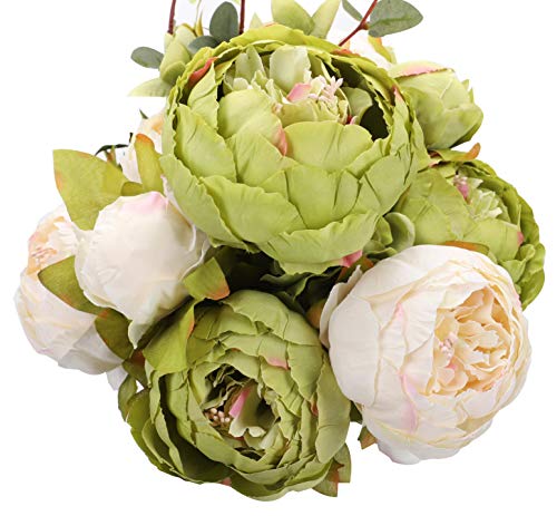 Duovlo Fake Flowers Vintage Artificial Peony Silk Flowers Wedding Home Decoration,Pack of 1 (New Green) - color: New Green