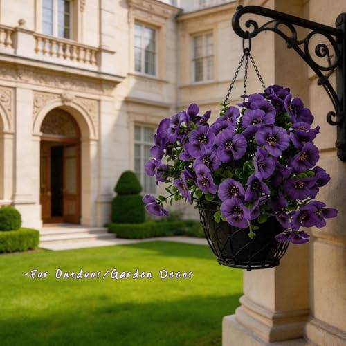 10 Bundles Artificial Orchid Stems, Faux Flowers for Outdoor Planters, Spring Front Porch Decor, UV Resistant Fake Flowers for Wedding, Party, Table Centerpiece Indoor Home Decoration（Purple） - color: Purple-10