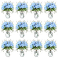 Zeyune 37 Pack Artificial Peonies Flowers with Bud Vase Bulk 24 Bundles Silk Peonies Bouquets 12 Plastic Clear Vase with 1 Rope Fake Flowers for Table Centerpiece Vases(Blue,Perfume) - color: Blue, style: Perfume
