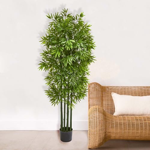 Nearly Natural 64” Bamboo Artificial Green Trunks UV Resistant (Indoor/Outdoor) Silk Trees