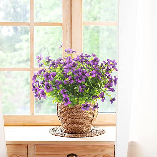 Grunyia 10 Bundles Artificial Flowers Outdoor UV Resistant Fake Flowers No Fade Faux Plants Garden Porch Window Box Decorating (Purple) - color: Purple