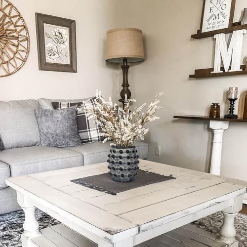 Rustic Farmhouse Vase, Boho Smoky Black Vase for Pampas Grass Small Textured Knotted Vases for Flowers Decorative Cement Floral Vases for Home Decor, Living Room, Dining Table - color: Smoky Black