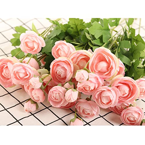Artificial Silk Flowers Ranunculus Fake Flower,Suitable for Core Decorations,Weddings,Homes,Artistic Decorations,and Props (Pink) - color: Pink