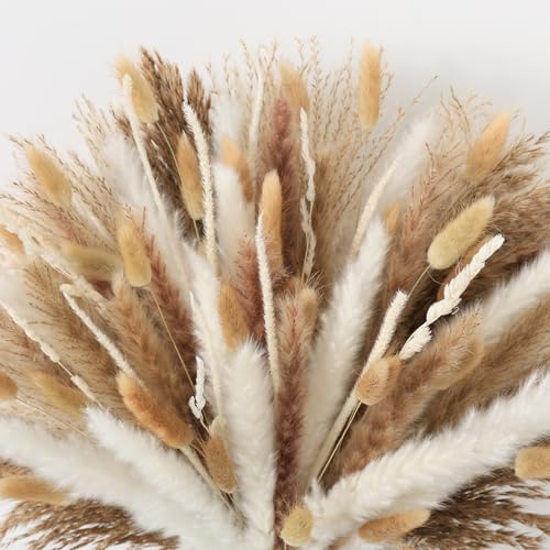 85pcs Natural Dried Pampas Grass Bouquet Boho Rustic Wedding and Home Decor Pampas Floral Arrangement for Living Room Bedroom Bathroom Office Party Decoration(17inch) - color: 85pc Pampas Gress