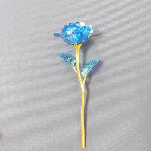 20PCS Artificial Colorful Flowers Galaxy Rose Crystal Flower Glass Rose Gifts for Wedding, Mother' s Day Memorable Days, Blue - color: Blue