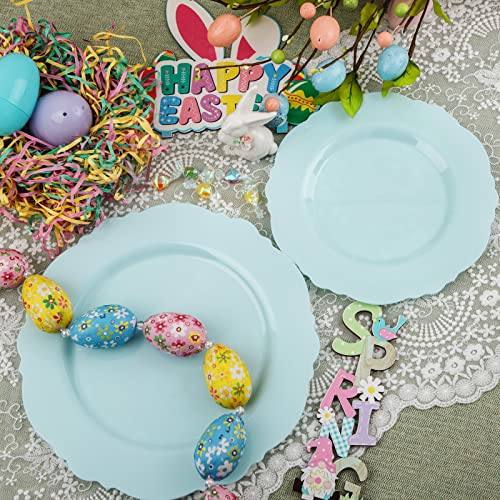 WDF 60pcs Mint Green Plastic Plates - Baroque Dinner Plates Including 30 Green Plates Disposable10.25inch, 30 Dessert Plates 7.5inch for Upscale Wedding/Party/Picnic/Spring - color: Mint Green, size: 60PCS