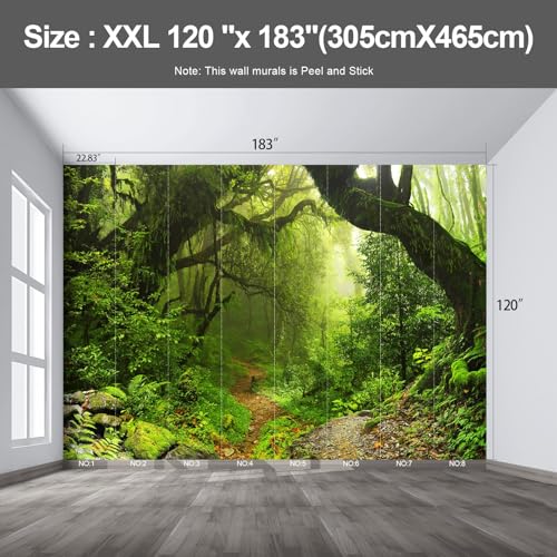 Forest Landscape Large wall murals Woodland Tree Peel and Stick self Adhesive Wallpaper for Bedroom Living Room - 120"x183" - color: F02, size: 120"x183"