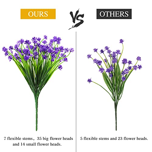 AmyHomie 20 Bundles Artificial Flowers for Outdoor Outside Spring Summer Decoration UV Resistant Faux Flowers No Fade Fake Plastic Plants Garden Porch Window Box Decorating - color: Dark Purple, size: 20