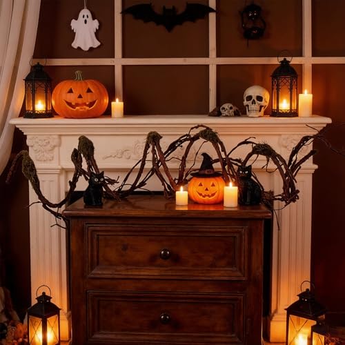 98.4in Artificial Creepy Flexible Tree Branches Halloween Wreath Moss Vines | Bendable Twisted Plants Twigs Wall Hanging Grape Garland Faux Wood Tree Trunk Cherry Blossom Outdoor Jungle Arch Decoration