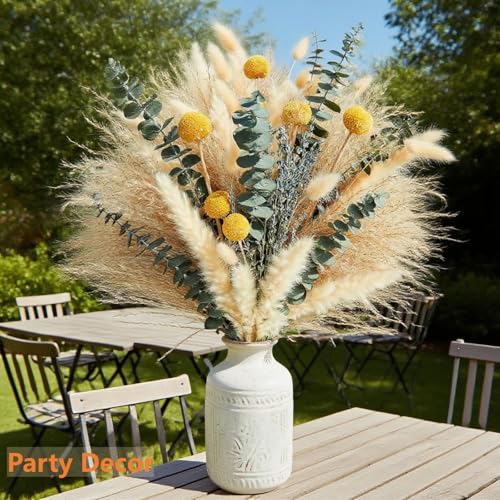 Dried Pampas Grass Bouquet – Boho Pampas Grass Decor for Home, Vase Fillers & Wedding — Natural Dried Flowers, Tall Pampas Grass for Floor Vase, Coastal, Scandinavian & Boho Room Decor (No Vase)