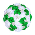 Sharebeauty 8.3 Inch Handmade Satin Rose Bridal Bouquet Toss Round Wedding Bouquet Throw Toss Artificial Flower Bunch Green + White - color: W224 Green/White, size: 8.3"/21cm