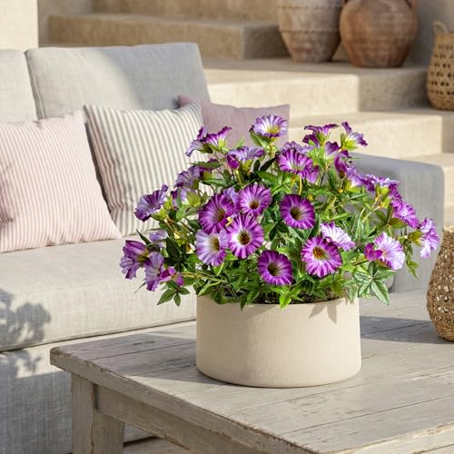 Dark Purple Artificial Morning Glory Flowers for Outdoor Planters, Premium UV Resistant Silk Faux Flowers for Porch, Hanging Basket & Window Box, Elegant Garden Decor, No Pot, 13.3 Inch, 4 Bundles - color: Light Purple 4pcs