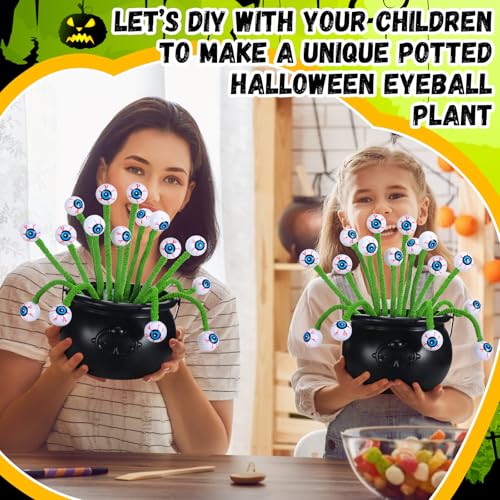 Wavwavw 12 Pcs Halloween Eyeball Picks Halloween Floral Picks 10 Inch Branch Green Decoration Stems Props Decor for Home Office Party Indoor Gifts(Green) - color: Green