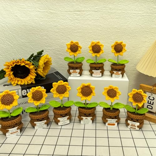 Mothers Day Mom Gifts from Daughter Son Crochet Sunflower Gifts for Mom Women I Love You Birthday Gifts for Women Mother in Law