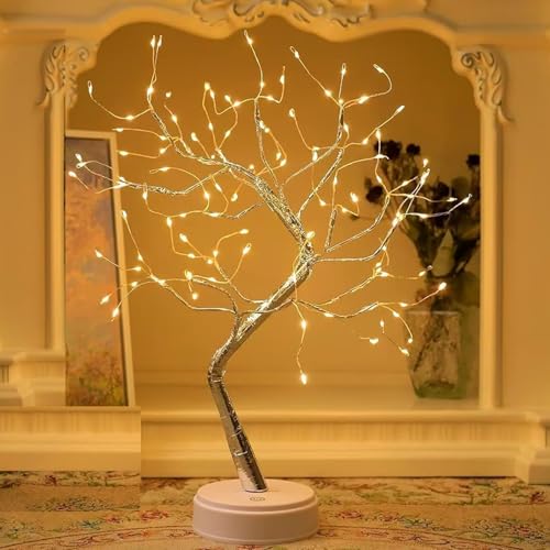 Fairy Light Spirit Tree,20" Tabletop Bonsai 108 LED Tree Light, USB or Battery Powered,Touch Sensor Switches,DIY Artificial Tree Lamp for Bedroom Desktop Christmas Room Decor (Warm White)