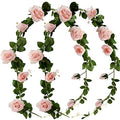 FiveSeasonStuff Dreamy Pink Artificial Silk Roses Flower Garland, Bendable Hanging Vines (2pcs, 11ft) - color: Dreamy Pink