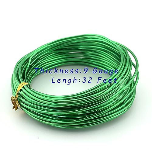 11 Yard Aluminum Wire Bendable Metal Wire Jewelry Craft Wire Beading Floral Making Jewelry Making Doll Making (9 Gauge, Green) - color: Green, size: 9 Gauge