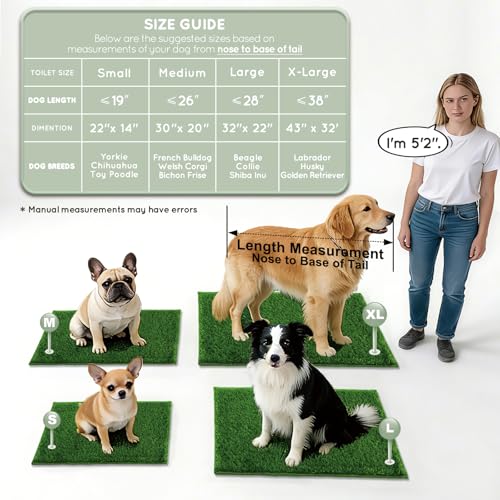 HQ4US 4LEGS Artificial Grass, Dog Pee Grass Pads for Dogs Potty, 2PCS Odor Free Fake Grass for Dogs Small 22" x 14" with Countless Drainage Holes, Dog Potty Grass Hemmed Edge Realistic - size: S - 22'' x14'' for Dog＜ 19" Length