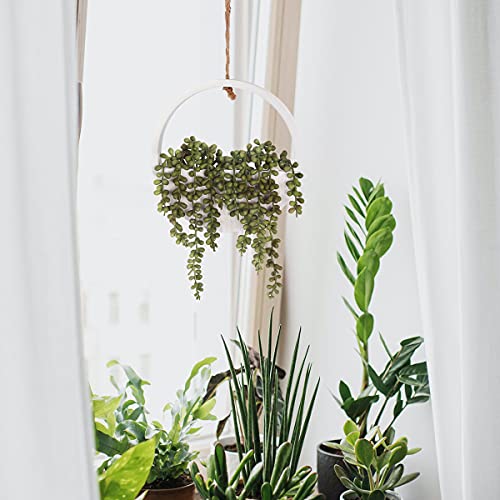 Floweroyal Artificial Succulents Hanging Plants 12.2'' Fake String of Pearls in Pot with 8.3'' Lanyard for Indoor Outdoor Wall Decor. - color: Type1-green-1pcs
