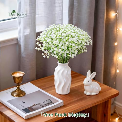 Der Rose 24PCS White Babys Breath Artificial Flowers,11'' Elegant Faux Baby Breath Flowers for Wedding Home Decor, Table Centerpieces & DIY Fake Flowers - size: 24-Baby Breath