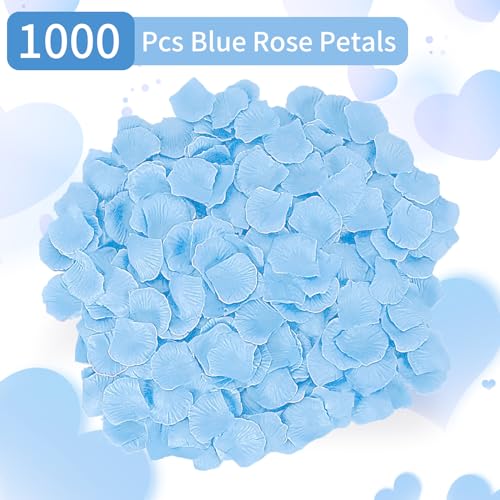 1000 Pcs Artificial Fake Rose Petals,Flower Petals for Romantic Night, Engagement, Party, Wedding, Event Flower Decorations, in Bulk(Light Blue) - color: Light Blue, size: 1000Pcs