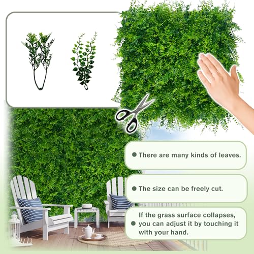 Greenery Faux Grass Wall Backdrop: 80"x120" (67 SQFT) UV-Anti Artificial Green Boxwood Panel for Patio Balcony Privacy & Ivy Fence Covering Privacy, Garden, Backyard Wall Backdrop Decor - color: 3D Style 1, size: 80"x120"