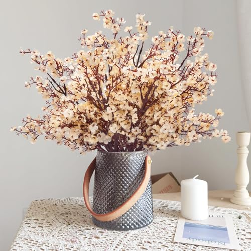 Yastouay 10 Pcs Fake Flowers Artificial Flowers, Real Touch Silk Flowers Faux Flowers for Decorations, Champagne Babys Breath Artificial Flowers Bulk for Spring Decor Floral Arrangement - color: Champagne, size: 10 Pcs