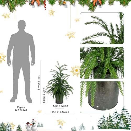 Artificial Topiary Plants Faux Tree Perfect Christmas Planter Filler Outdoor for Front Door,Indoor Outdoor,Farmhouse Home,Wall Window and Festival Wedding Decor (22 inch) - size: 22 inch