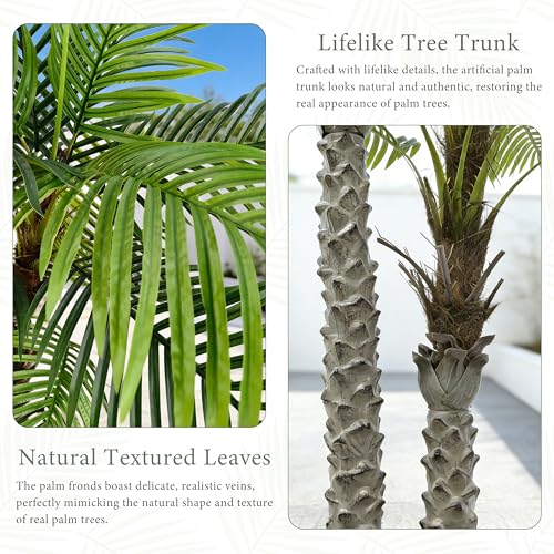 7FT Fake Palm Tree Artificial for Outdoor Indoor,UV Resistant Faux Silk Plants Perfect for Outside Patio Poolside Yard Home Office Living Room Decor - color: 7ft-2pole