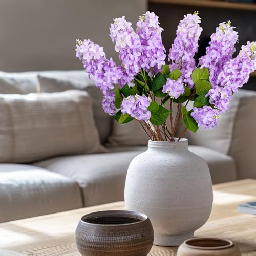 4PCS 30inch Lilac Artificial Flowers Purple Fake Delphinium Long Stem Silk Real Touch Flower Faux Lilac Floral Arrangement for Tall Vase Table Centerpieces Wedding Garden Home Decoration - color: 30inch Purple