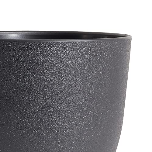 WOUSIWER Plant Pots 10/9/8 inch, Set of 3 Modern Decorative Plastic Planters with Drainage Holes and Saucers for House Plants Indoor Flowers Plants, Black - color: Black