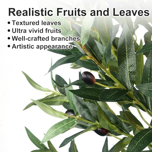 5FT Olive Tree Artificial Indoor - Tall Faux Olive Tree with Wood Trunk and Lifelike Fruits - Fake Plants in Pot for Home Office Living Room Decor - size: 5ft