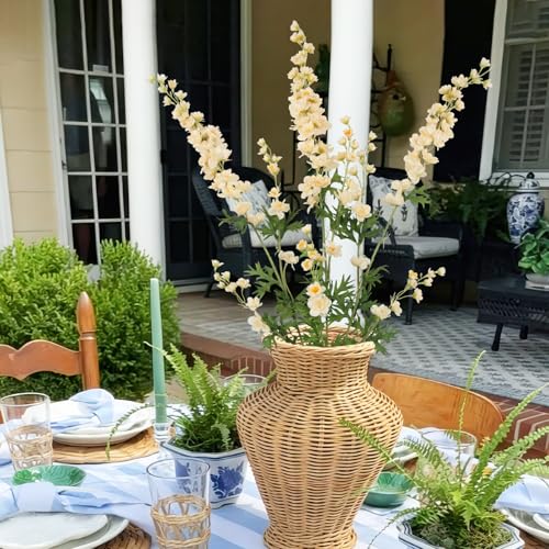 CITYES 3 Pcs Delphinium Artificial Flowers Bulk 35" Long Stem Silk Larkspur Flowers Artificial Snapdragon Flower Stems Champagne Faux Bouquets for Tall Vase Floral Arrangements Home Wedding Decor - color: Champagne